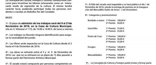 Bases concurso local de Artesanía 2016