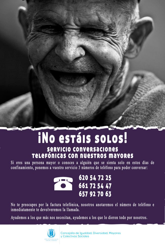 ¡NO ESTÁIS SOLOS! SERVICIO DE CONVERSACIONES TELEFÓNICA CON NUESTROS MAYORES