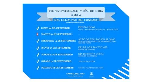 FIESTAS PATRONALES Y DÍAS DE FERIA 2022