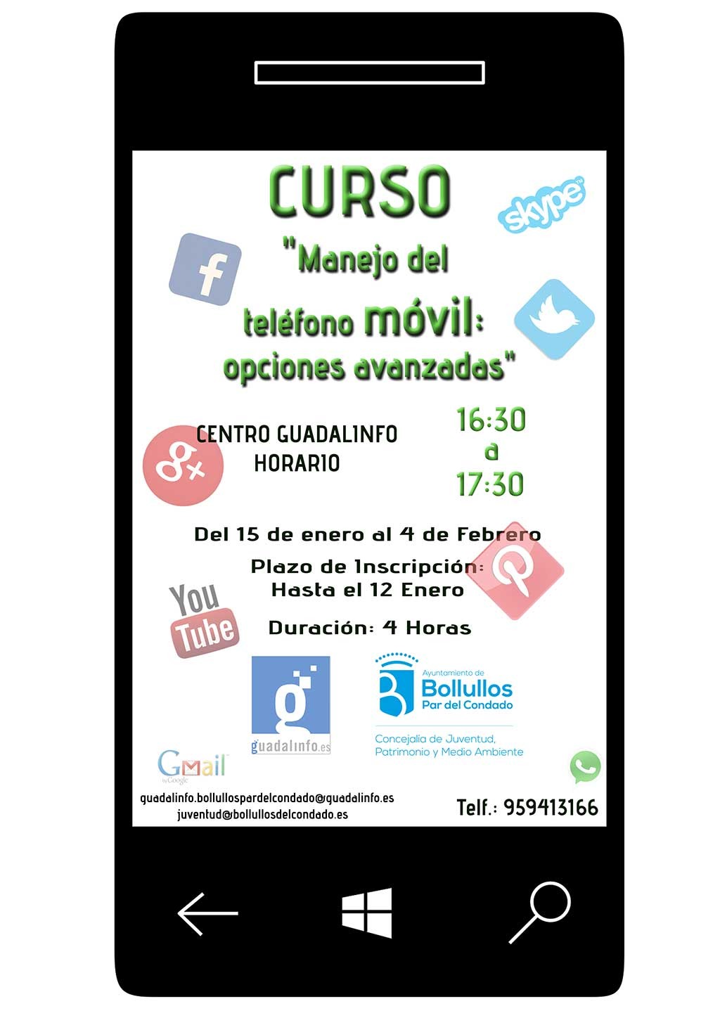 Curso “Manejo del teléfono móvil” opciones avanzadas