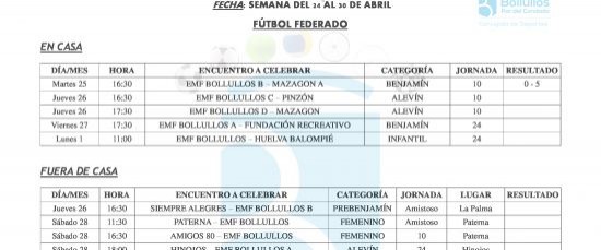 AGENDA DEPORTIVA MUNICIPAL DEL 24 AL 30 DE ABRIL 2017. CONCEJALÍA DE DEPORTES.