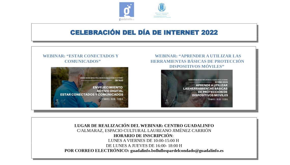 GUADALINFO ORGANIZA DOS WEBINAR PARA EL DÍA MUNDIAL DE INTERNET