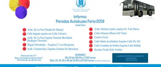 YA A LA VENTA LOS BONOS DE AUTOBUSES PARA LA FERIA 2019