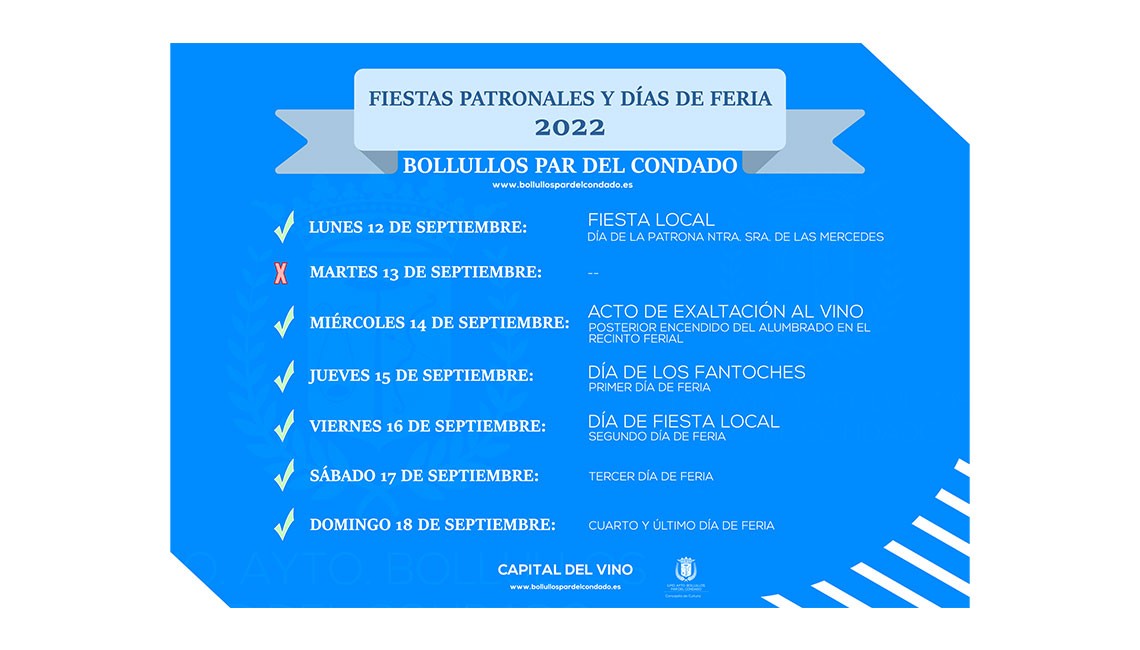 FIESTAS PATRONALES Y DÍAS DE FERIA 2022