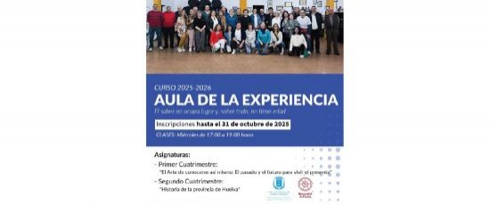 ABIERTO EL PLAZO DE INSCRIPCIÓN PARA EL AULA DE LA EXPERIENCIA 2025-2026