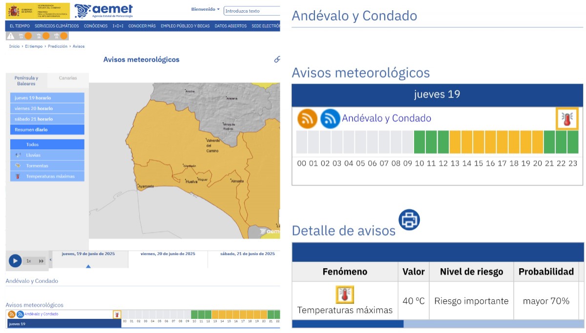 AVISO ALERTA NARANJA POR ALTAS TEMPERATURAS - 19 JUNIO 2025