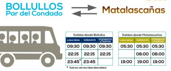 HORARIOS AUTOBUSES DESTINO MATALASCAÑAS – VERANO 2019