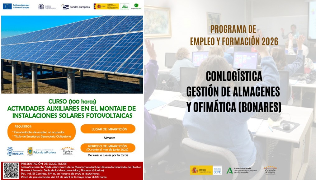 CURSOS PARA DESEMPLEADOS EN LA MANCOMUNIDAD DE DESARROLLO DE HUELVA