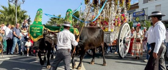 CIENTOS DE ROCIEROS ACOMPAÑARON A LA CARRETA DE BOLLULLOS EN EL DESFILE Y EL CAMINO HACIA EL ROCÍO