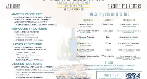 PROGRAMA DE ACTIVIDADES DE LA XXV EDICIÓN DE LA SEMANA DE LA VITICULTURA Y ENOLOGÍA