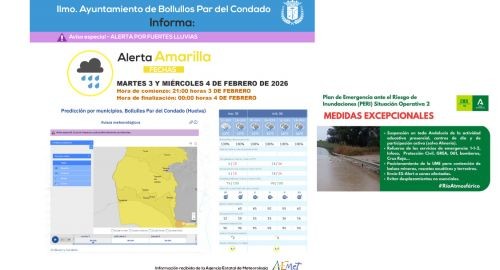 AVISO AMARILLO POR FENÓMENOS METEOROLÓGICOS ADVERSOS - 3 y 4 de febrero 2026