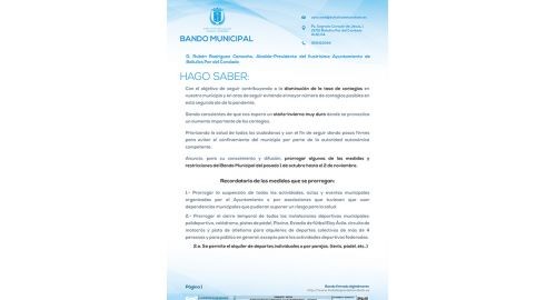 BANDO PRÓRROGA NUEVAS RESTRICCIONES PARA BOLLULLOS - 19 OCTUBRE 2020