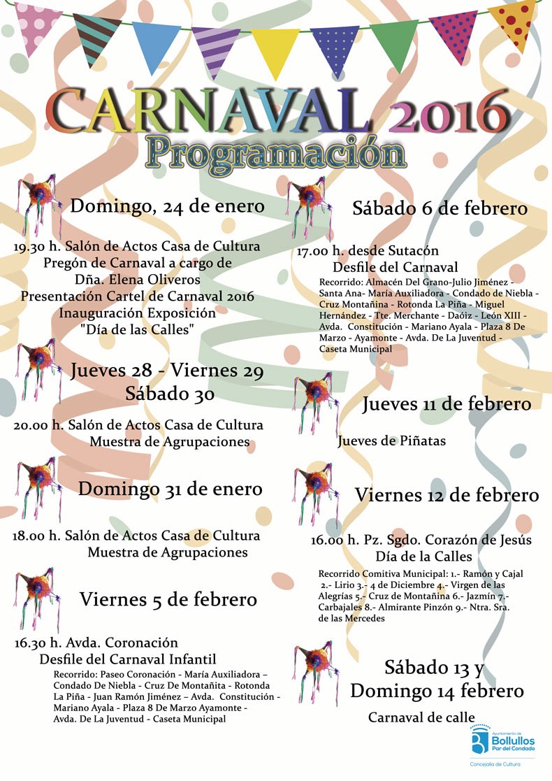 Programación Carnaval Bollullos 2016