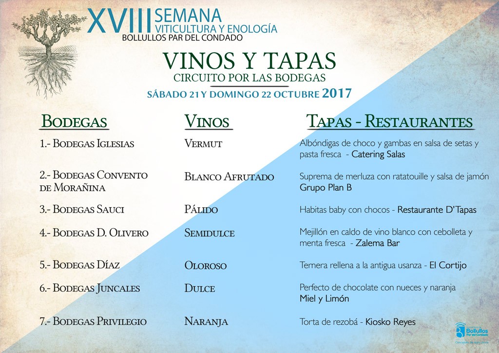 INFORMACIÓN SOBRE LA RUTA POR LAS BODEGAS – TAPAS