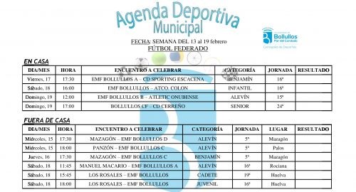 Agenda Deportiva Municipal del 13 al 19 de febrero de 2017