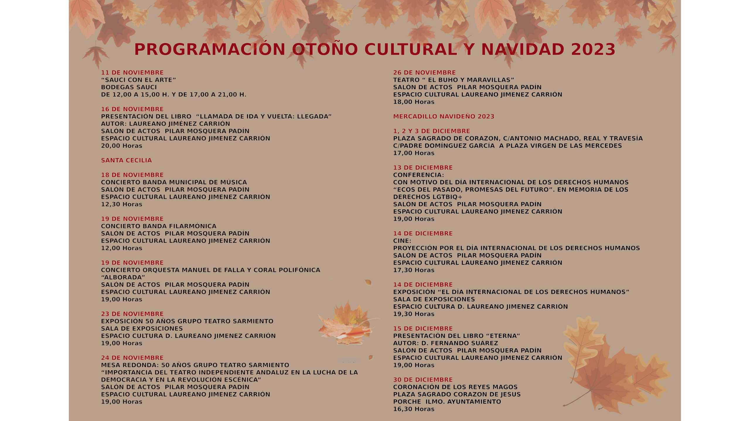 PROGRAMACIÓN OTOÑO CULTURAL DE BOLLULLOS