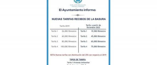 NUEVAS TARIFAS DE LA RECOGIDA DE LA BASURA