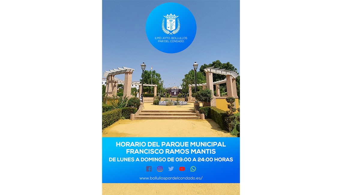 NUEVO HORARIO DEL PARQUE MUNICIPAL RAMOS MANTIS