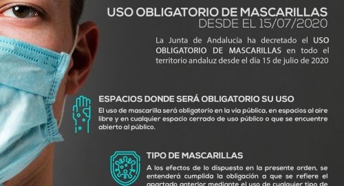 MASCARILLA OBLIGATORIA DESDE LAS 00:00 HORAS DE MAÑANA MIÉRCOLES 15 DE JULIO DE 2020