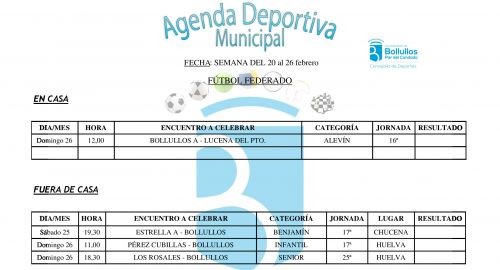 Agenda Deportiva Municipal del 20 al 26 de Febrero