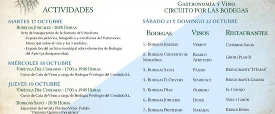XVIII SEMANA DE VITICULTURA DE BOLLULLOS PAR DEL CONDADO - Información