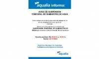 AVISO DE CORTE DE SUMINISTRO DE AGUA POR OBRAS EN LA NUEVA TUBERÍA DE BOLLULLOS -ALMONTE QUE AFECTAN AL DEPÓSITO