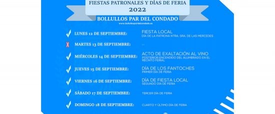 FIESTAS PATRONALES Y DÍAS DE FERIA 2022