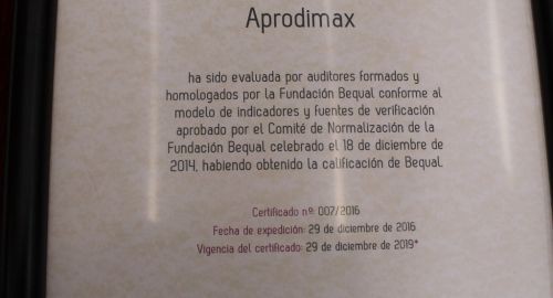 APRODIMAX RECIBE EL SELLO BEQUAL QUE CERTIFICA SU POLÍTICA DE INCLUSIÓN DE LA DISCAPACIDAD