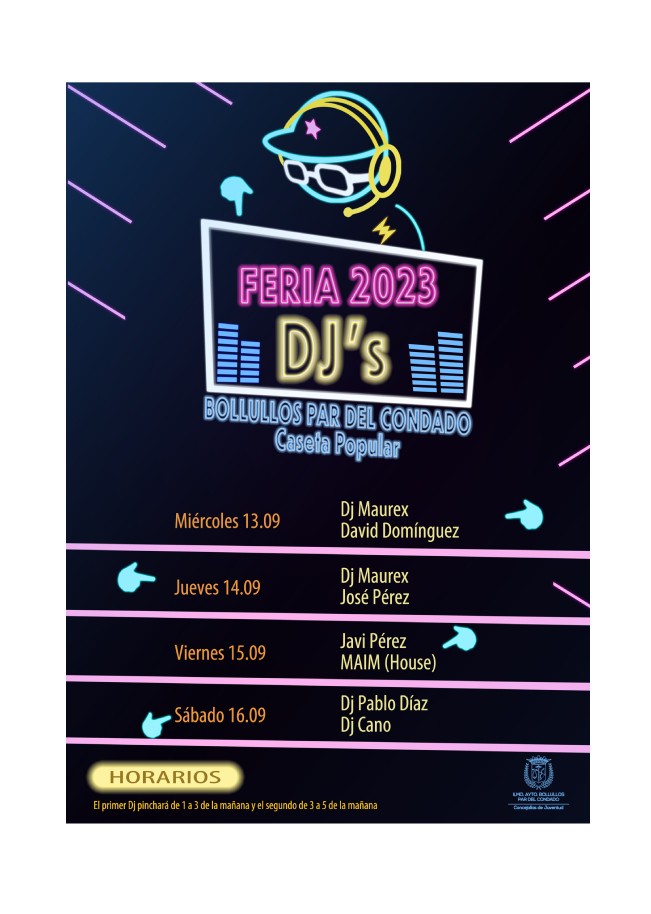 PROGRAMACIÓN DE DJ'S  PARA LA JUVENTUD. FERIA 2023.