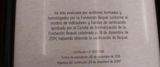 APRODIMAX RECIBE EL SELLO BEQUAL QUE CERTIFICA SU POLÍTICA DE INCLUSIÓN DE LA DISCAPACIDAD