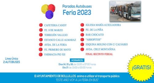 AUTOBUSES GRATUITOS Y ADAPTADOS A PERSONAS CON MOVILIDAD REDUCIDA PARA LA FERIA 2023