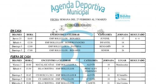 Agenda deportiva municipal del 27 de febrero al 5 de marzo
