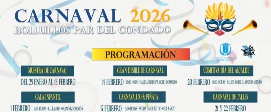 PROGRAMACIÓN CARNAVAL 2026 DE BOLLULLOS PAR DEL CONDADO