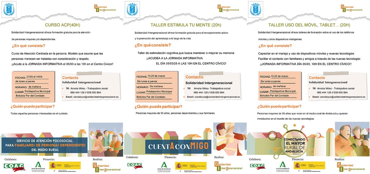 TALLERES DE FORMACIÓN PARA MAYORES DE 55 AÑOS