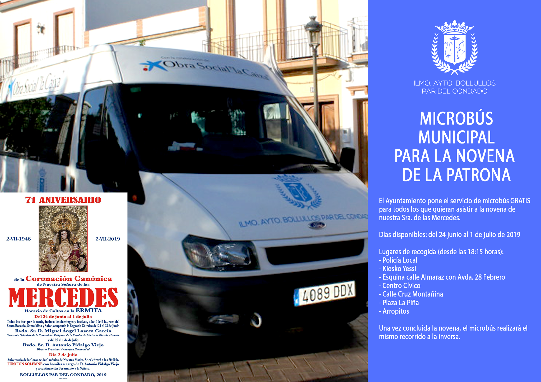 EL AYUNTAMIENTO PONE A DISPOSICIÓN DE LOS FIELES EL MICROBÚS MUNICIPAL PARA LA NOVENA A LA PATRONA 2