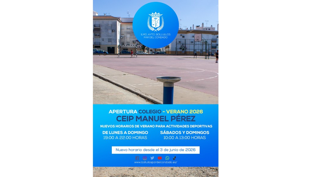 APERTURA DEL CEIP MANUEL PÉREZ PARA ACTIVIDADES GRATUITAS DEPORTIVAS Y DE OCIO 2026