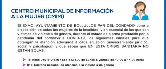 CENTRO MUNICIPAL DE INFORMACIÓN A LA MUJER (CMIM) - CORONAVIRUS