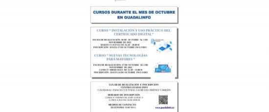 CURSOS DEL MES DE OCTUBRE EN GUADALINFO