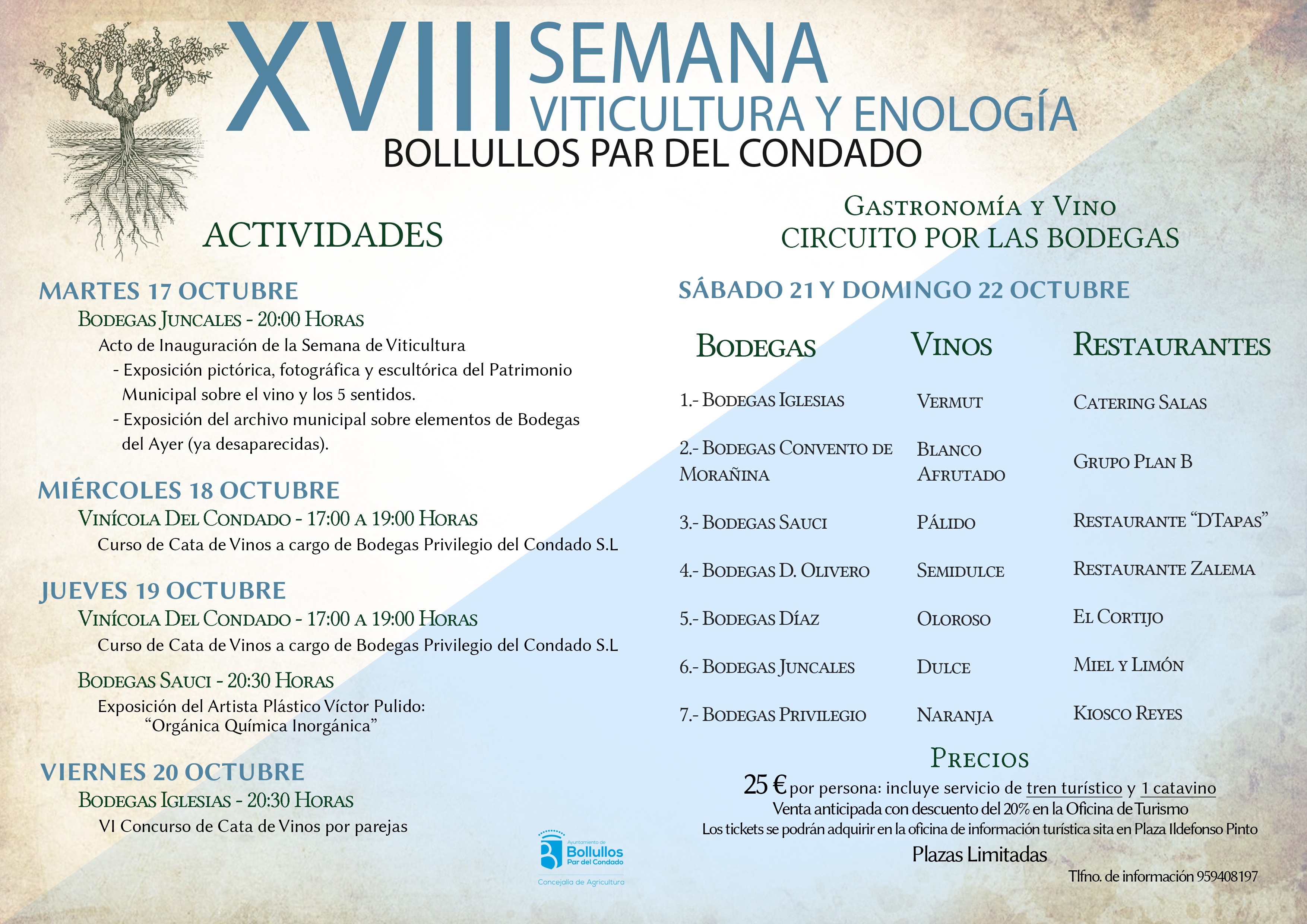 XVIII SEMANA DE VITICULTURA DE BOLLULLOS PAR DEL CONDADO - Información