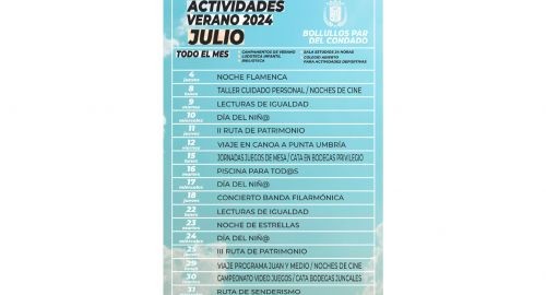 PROGRAMACIÓN ACTIVIDADES MES DE JULIO - VERANO 2024