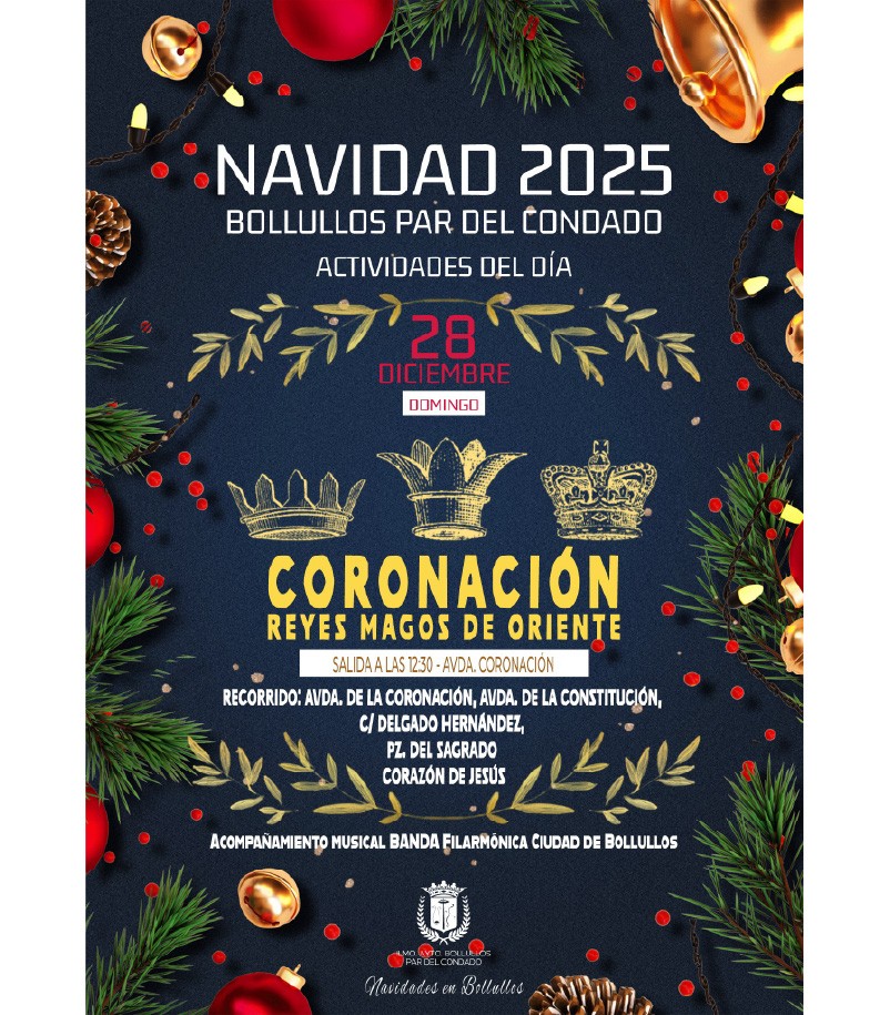 BOLLULLOS CORONARÁ A SUS MAJESTADES LOS REYES MAGOS DE ORIENTE EL DOMINGO 28 DE DICIEMBRE