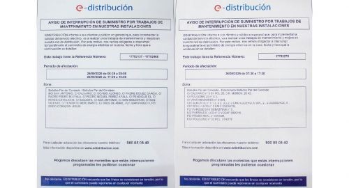 ENDESA AVISA DEL CORTE DE SUMINISTRO ELÉCTRICO PARA EL VIERNES 26 DE SEPTIEMBRE