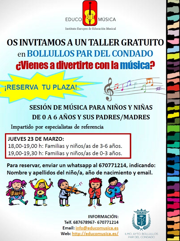 Taller musical gratuito para niños/as hasta los 6 años