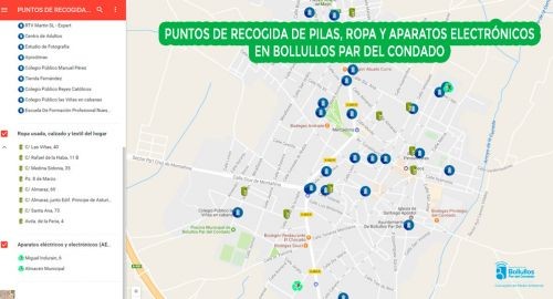 PUNTOS DE RECOGIDA DE PILAS, ROPA Y APARATOS ELECTRÓNICOS