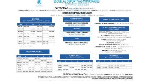 APERTURA DEL PLAZO DE INSCRIPCIÓN EN LAS ESCUELAS DEPORTIVAS MUNICIPALES 2025/2026