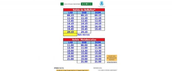 AUTOBÚS BOLLULLOS-MATALASCAÑAS VERANO 2025