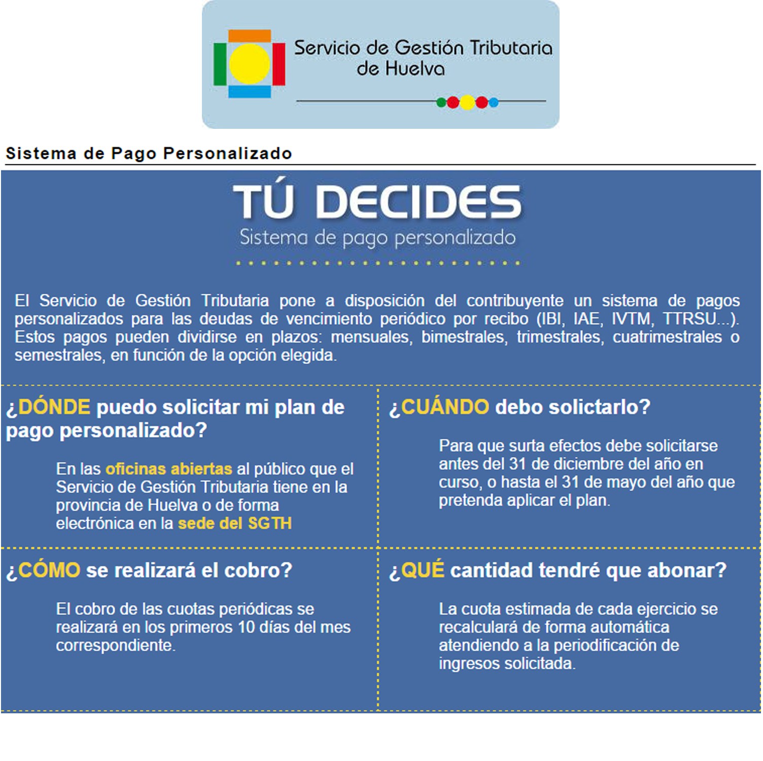 Sistema de Pago Personalizado del Servicio de Gestión Tributaria