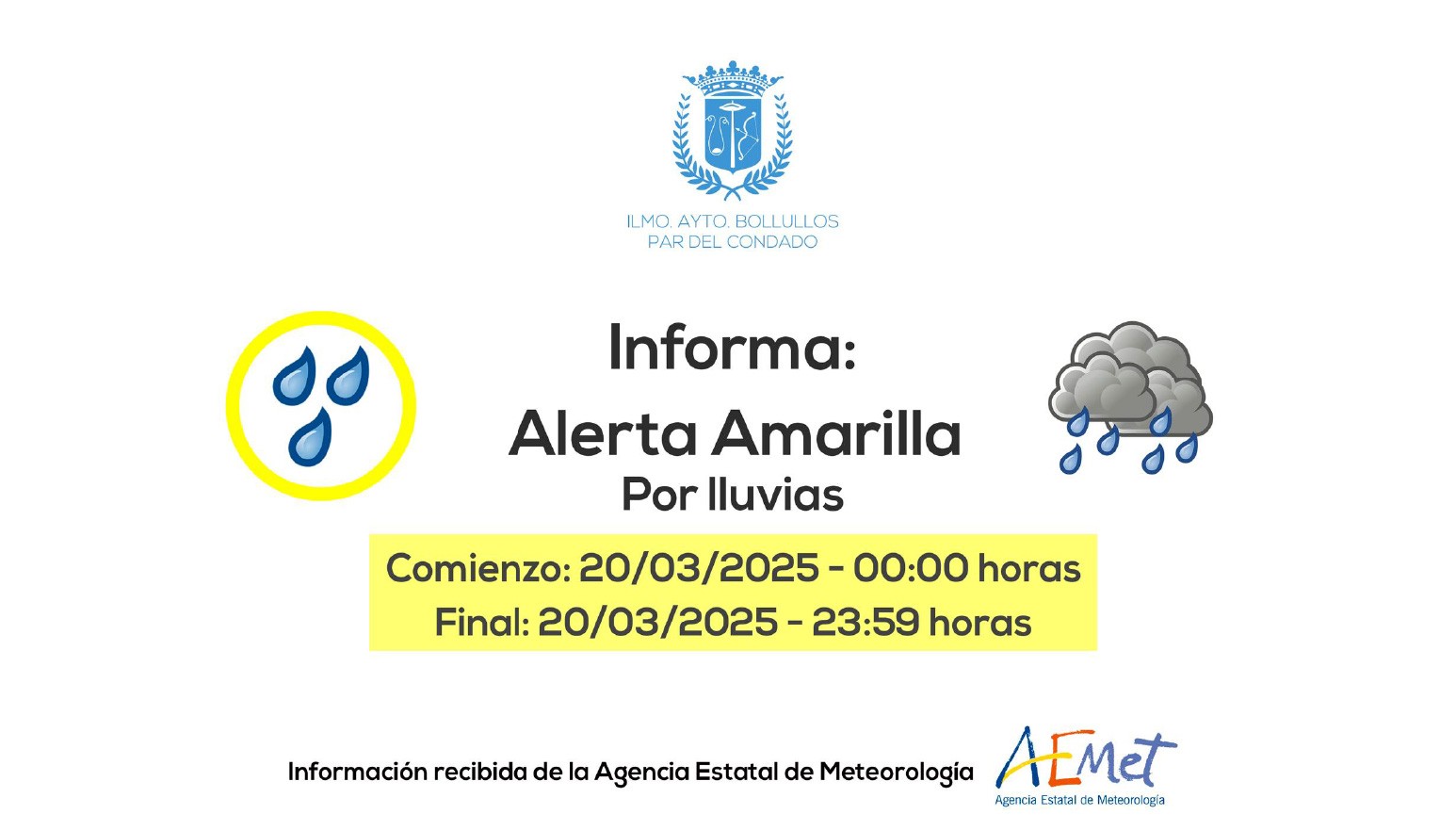 NUESTRO PLAN DE EMERGENCIAS SIGUE ACTIVO - ALERTA AMARILLA EN EL CONDADO PARA EL 20 DE MARZO DE 2025