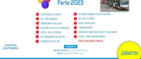 AUTOBUSES GRATUITOS Y ADAPTADOS A PERSONAS CON MOVILIDAD REDUCIDA PARA LA FERIA 2023