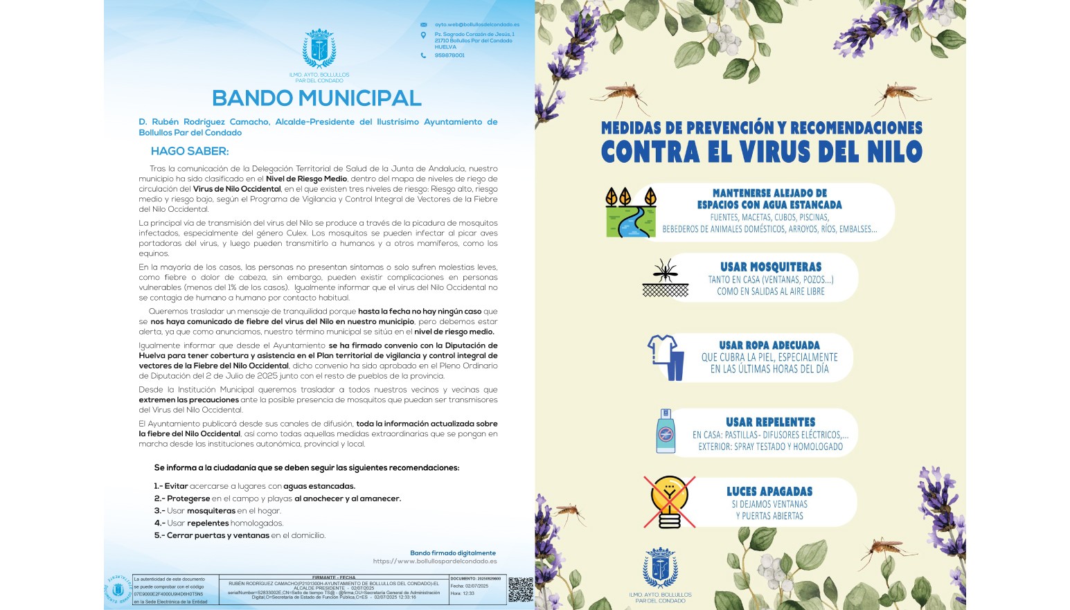 INFORMACIÓN DE INTERÉS SOBRE LA FIEBRE DEL VIRUS DEL NILO OCCIDENTAL